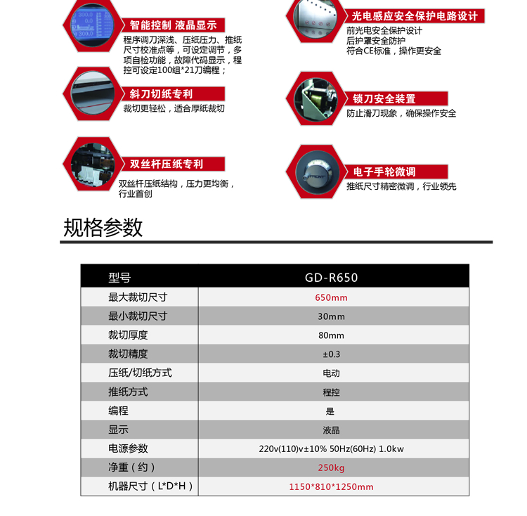 金典GD-R650電動程控切紙機(jī)